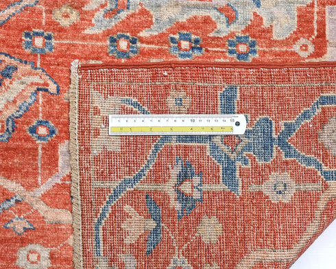 12 Ft Rust Aryana Afghan Hand Knotted Veg Dye Wool Runner Rug